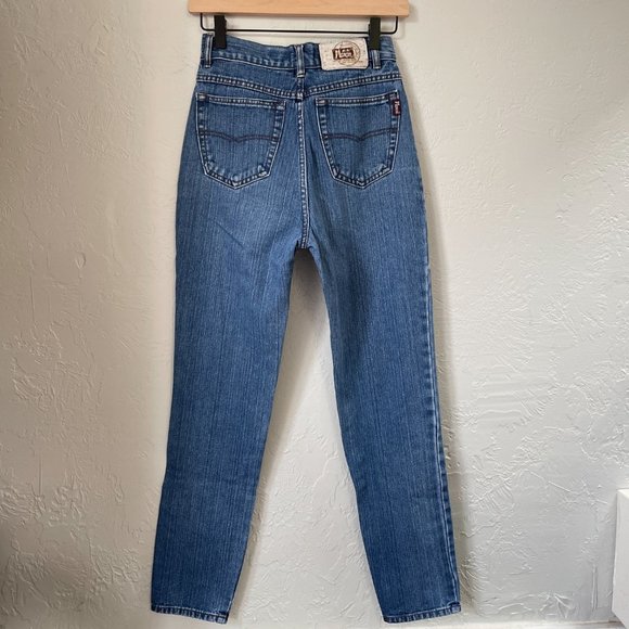 90s High Waist Tapered Denim Jeans - Picture 2 of 6
